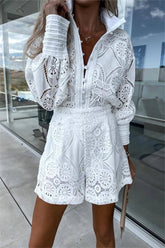 The Hamptons White Vintage Lace Short Set